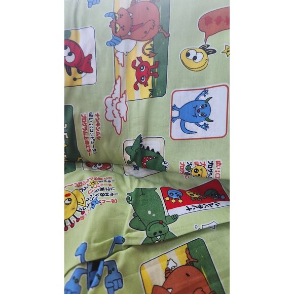 Material Green Cotton Happy Monsters Cartoon blocks 8 yards of 45" Cotton Fabr - Picture 8 of 16